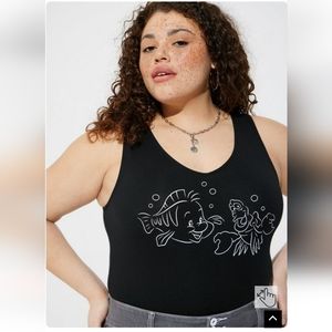 torrid Disney The Little Mermaid Flounder/Sebastian Foxy Bodysuit Sleeveless NWT